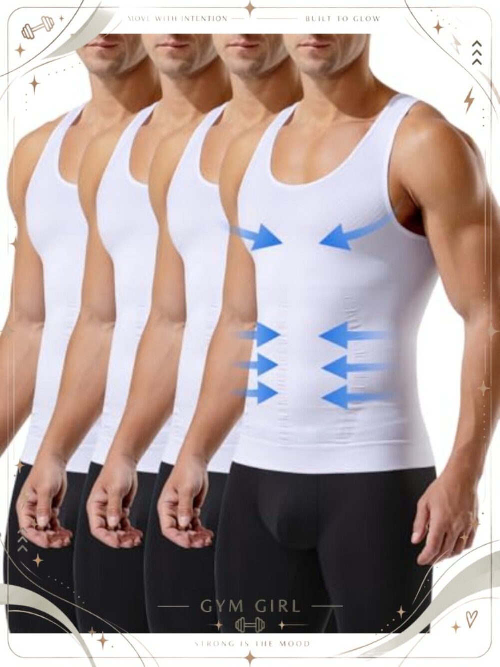 Men's Firm Compression Tank Top Body Shaper Slimming Undershirt 4 Pack